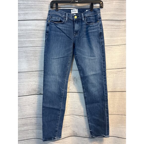 Frame Le Garcon Medium Wash Straight Leg Denim Jeans Size 24 - Picture 1 of 4